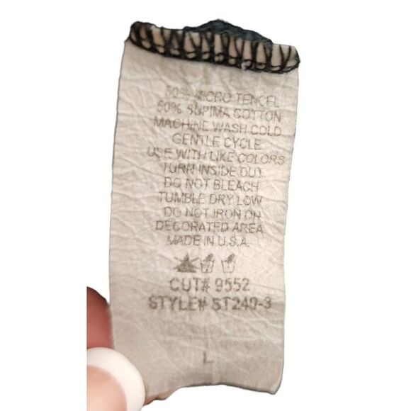 Vintage Y2K Tunic Top Shirt Womens Size L Black Sharkbite Hem - Picture 5 of 5